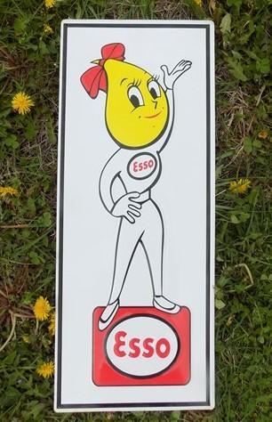 Esso Oil Drop Girl Motor Oil Sign, Tin Advertising Sign, Gasoline & Oil Sign