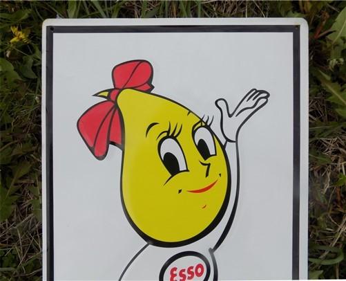 Esso Oil Drop Girl Motor Oil Sign, Tin Advertising Sign, Gasoline & Oil Sign