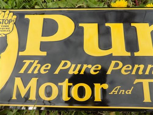 Puritan Motor & Tractor Oils Sign, Tin Advertising Sign, Pure Pennsylvania Sign