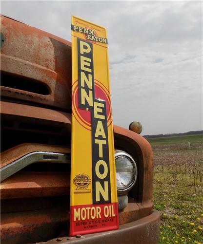 Penn Eaton Motor Oil, Tin Advertising Sign, Gas Station, Gasoline & Oil Sign