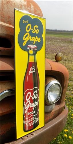 Oso Grape Soda Sign, Tin Advertising, Soda Pop Soft Drink Sign, Drugstore Sign