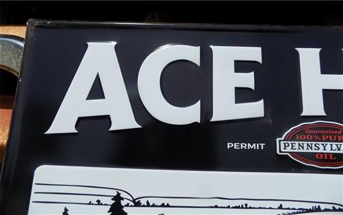 Ace High Motor Oil Sign, Tin Advertising Sign, Gas Station, Gasoline & Oil Sign
