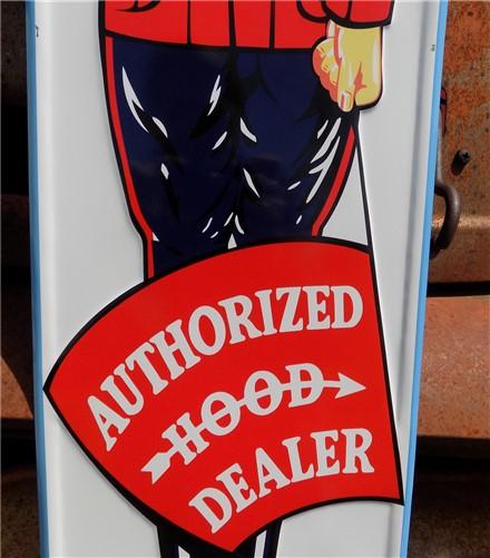 Hood Tires Sign, Tin Advertising, Gas Service Station Sign, Authorized Dealer A