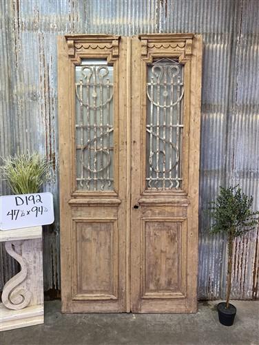 Antique French Double Doors (47.5x94.5) Iron Wood Doors, European Doors D192