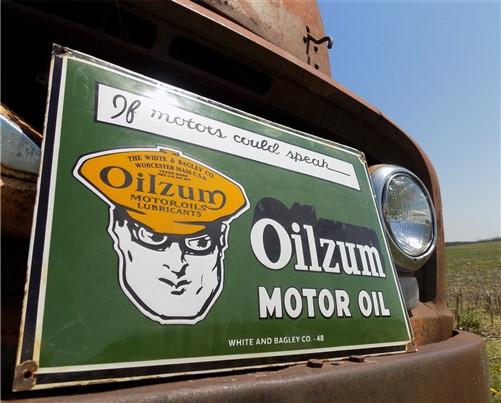 Oilzum Motor Oil Sign, Metal Porcelain Advertising Sign, Motor Oil Lubricants A