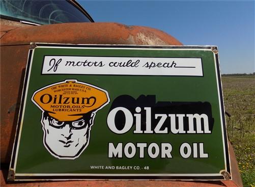 Oilzum Motor Oil Sign, Metal Porcelain Advertising Sign, Motor Oil Lubricants B