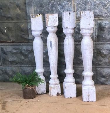 4 Balusters White Wood Architectural Salvage Spindles Porch Post House Trim A48