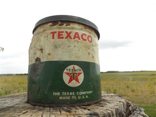 Texaco Grease Tin Can, 5 Lb Texaco Grease, Texas Co Advertising Sign, Gas & Oil,