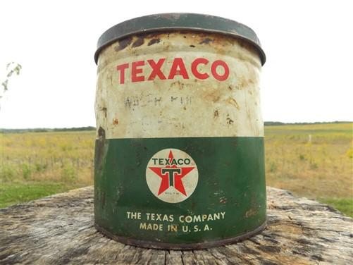 Texaco Grease Tin Can, 5 Lb Texaco Grease, Texas Co Advertising Sign, Gas & Oil,