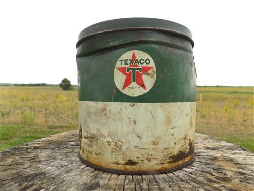 Texaco Grease Tin Can, 5 Lb Texaco Grease, Texas Co Advertising Sign, Gas & Oil,