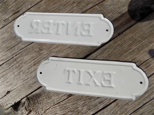 Pair Enter Exit Signs, Metal Office Business Door Signs, Exit Sign, Enter Sign