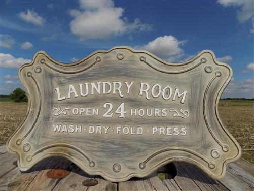 Laundry Room Open 24 Hours Sign, Metal Advertising Sign, Laundry Room Decor.