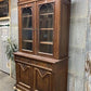 Walnut Dining Room Cabinet, Vintage China Hutch, Display Case Kitchen Cupboard A