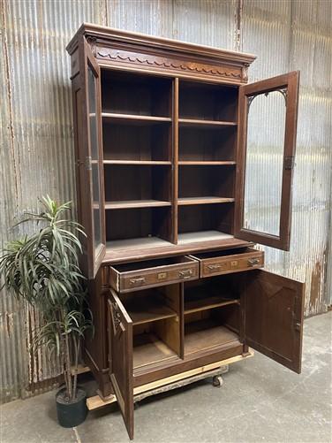 Walnut Dining Room Cabinet, Vintage China Hutch, Display Case Kitchen Cupboard A