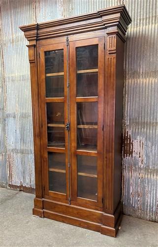 Library Bookcase, 2 Door Walnut Display Case, Kitchen Cabinet, China Cabinet, D