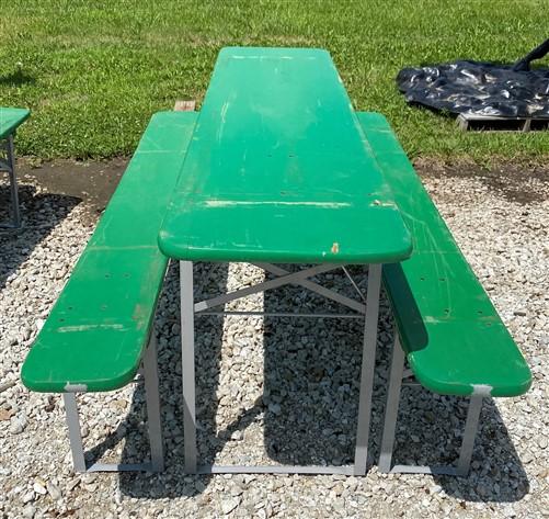 Wood Vintage German Oktoberfest ,Beer Garden Table and Benches, Picnic Table G93