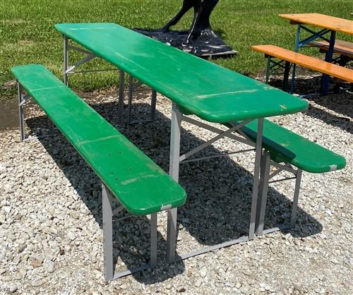 Wood Vintage German Beer Garden Table and Benches, Oktoberfest Picnic Table G93