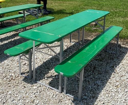 Wood Vintage German Oktoberfest ,Beer Garden Table and Benches, Picnic Table G93