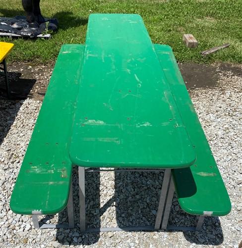 Wood Vintage German Beer Garden Table and Benches, Oktoberfest Picnic Table G94