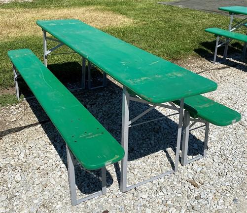 Wood Vintage German Oktoberfest ,Beer Garden Table and Benches, Picnic Table G62