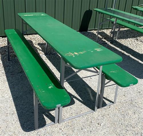 Wood Vintage German Beer Garden Table and Benches, Oktoberfest Picnic Table G58
