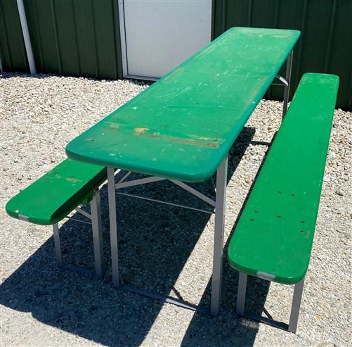 Wood Vintage German Beer Garden Table and Benches, Oktoberfest Picnic Table G52