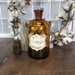 Brown Glass Apothecary Jar, Pharmacy Druggist Medicine Bottle, Amber Glass E2,