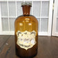 Brown Glass Apothecary Jar, Pharmacy Druggist Medicine Bottle, Amber Glass E2,