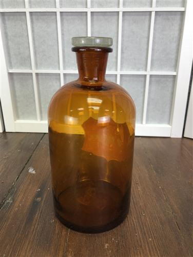 Brown Glass Apothecary Jar, Pharmacy Druggist Medicine Bottle, Amber Glass E2,