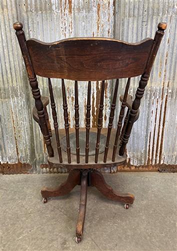 Swivel Chair, Vintage Wood Arm Office Chair, Wood Swivel Chair, Accent Chair