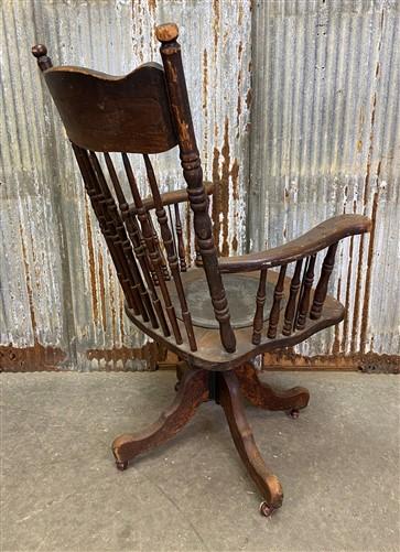 Swivel Chair, Vintage Wood Arm Office Chair, Wood Swivel Chair, Accent Chair