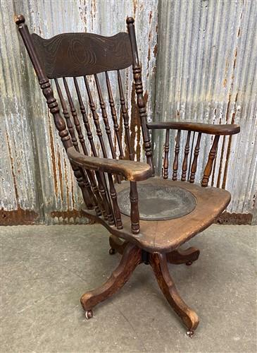 Swivel Chair, Vintage Wood Arm Office Chair, Wood Swivel Chair, Accent Chair