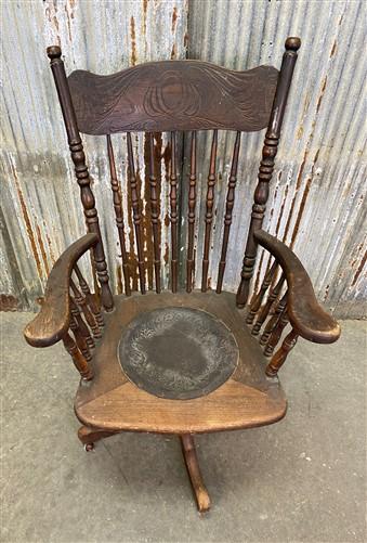 Swivel Chair, Vintage Wood Arm Office Chair, Wood Swivel Chair, Accent Chair