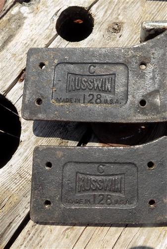 Russwin 128 C Potbelly Door Closer Brackets, Vintage Industrial Hardware J,