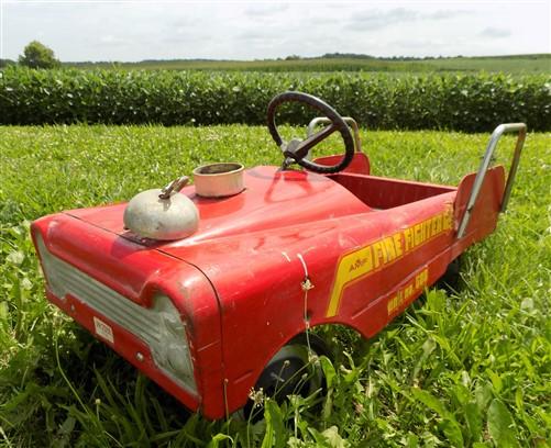 1960s AMF Fire Fighter Unit NO 508 Pedal Car, Childs Retro Ride On Truck Toy