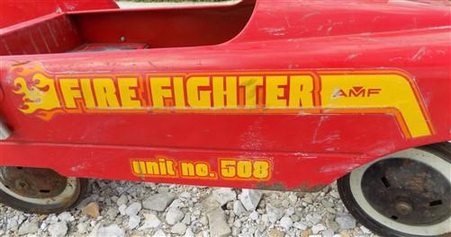 1960s AMF Fire Fighter Unit NO 508 Pedal Car, Childs Retro Ride On Truck Toy