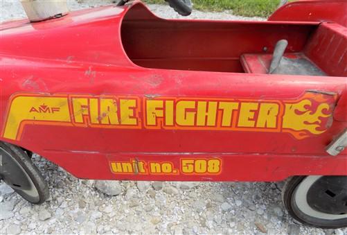 1960s AMF Fire Fighter Unit NO 508 Pedal Car, Childs Retro Ride On Truck Toy