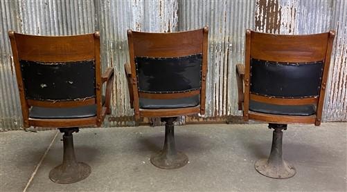 Vintage Mission Oak Arts & Crafts Courtroom Jury Chairs, Set of 3 Swivel Chairs