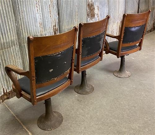 Vintage Mission Oak Arts & Crafts Courtroom Jury Chairs, Set of 3 Swivel Chairs