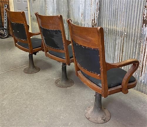 Vintage Mission Oak Arts & Crafts Courtroom Jury Chairs, Set of 3 Swivel Chairs