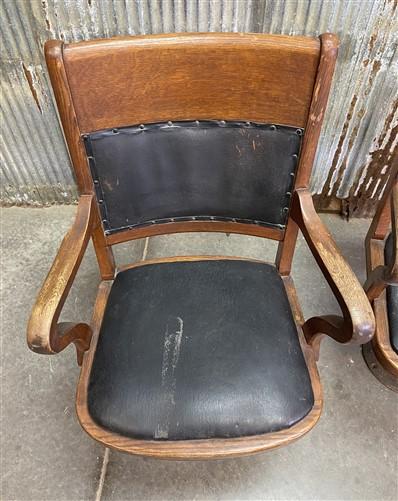 Vintage Mission Oak Arts & Crafts Courtroom Jury Chairs, Set of 3 Swivel Chairs