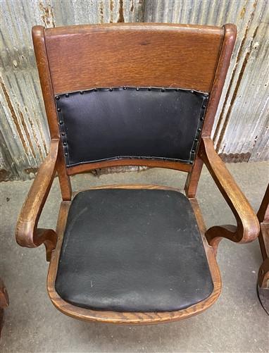 Vintage Mission Oak Arts & Crafts Courtroom Jury Chairs, Set of 3 Swivel Chairs