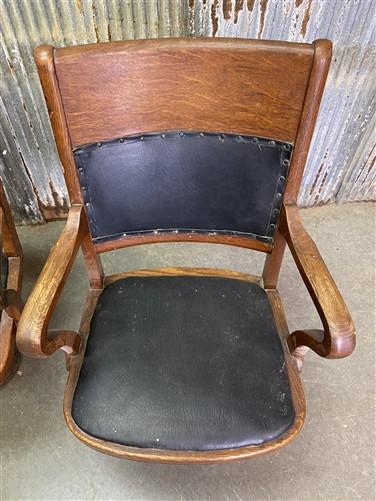 Vintage Mission Oak Arts & Crafts Courtroom Jury Chairs, Set of 3 Swivel Chairs