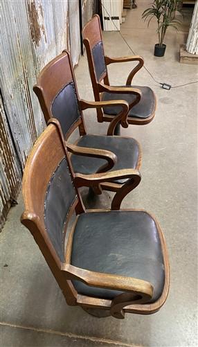 Vintage Mission Oak Arts & Crafts Courtroom Jury Chairs, Set of 3 Swivel Chairs