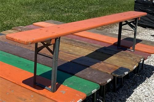 Vintage German Beer Garden Folding Bench Portable Industrial Wood Bench SeatGB12