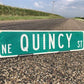 Quincy St Street Sign, Vintage Green Road Sign, 36x9 Metal Wall Sign, Garage