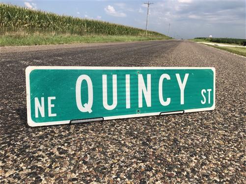 Quincy St Street Sign, Vintage Green Road Sign, 36x9 Metal Wall Sign, Garage