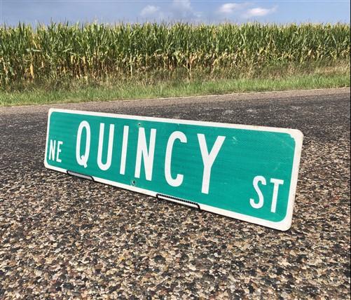 Quincy St Street Sign, Vintage Green Road Sign, 36x9 Metal Wall Sign, Garage