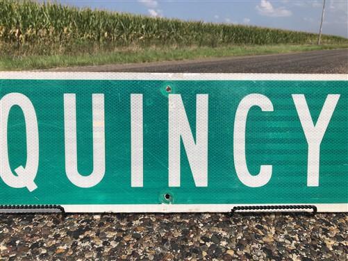 Quincy St Street Sign, Vintage Green Road Sign, 36x9 Metal Wall Sign, Garage