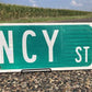 Quincy St Street Sign, Vintage Green Road Sign, 36x9 Metal Wall Sign, Garage